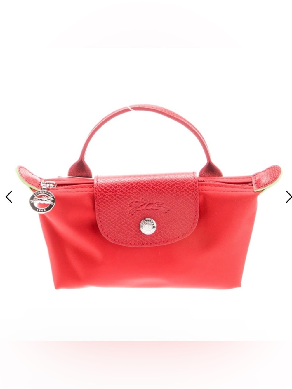 ISO Longchamp LE PLIAGE GREEN POUCH WITH HANDLE in Tomato Red